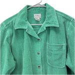 LL Bean Green Wide Wale Corduroy Oversized Button Up Cotton Shirt LARGE PETITE Size undefined Photo 1