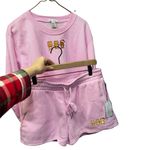 Cozy Holiday Fleece 2 Piece Short Sweatshirt Set Holiday Cats Large Pink Photo 7