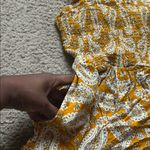 Yellow Paisley Wide Leg Cropped Jumpsuit with Pockets Size M Photo 3