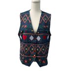 Vintage Napa Valley 90s Denim Embroidered Cottagecore Hearts Flowers Vest M Blue Size M Photo 1