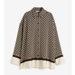 H&M Black Beige Geometric Print Blouse Wide Leg Pants Set Oversized XS Photo 2