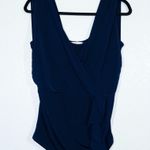 Laundry by Shelli Segal Navy Blue Ruffle Tank Top Size Small Photo 0
