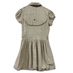 Dots Cotton Short Sleeve Bubble Hem Button Front Collared Striped Dress Small Brown Photo 12