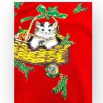 Vintage Christmas Red Cat In Basket Sweatshirt Long Sleeve Crew Neck Size L Photo 4