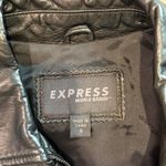 EXPRESS  Black Genuine Leather Zip Front Jacket Womens Small Y2K Minimal Moto Photo 5