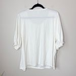 J.Crew  Women's 2X Cream Swiss Dot Short Sleeve Smocked Blouse Round‎ Neck Office Photo 4