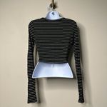 American Eagle  Black/White Striped Long Sleeve Soft & Sexy Crop Top Women's XS Photo 1