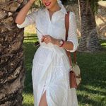 ZARA Sara white lace long sleeve maxi dress with waist belt boho summer vacation  Photo 1