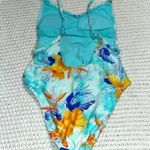 Xhilaration  TROPICAL SCOOP BACK HIGH HIP ONE PIECE FLORAL SWIMSUIT, BLUE… Photo 2