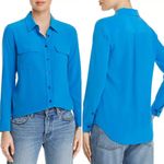 Equipment  100% Silk Button Up Blouse in Electric Blue Size S Photo 1