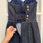 Betsey Johnson Vintage Y2K Strapless Denim Mini Pencil Dress with Bow Size 2 XS Photo 7