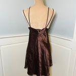 Vassarette Vintage 90's Y2k Brown Satin Embroidered Floral Slip Dress Large Photo 4