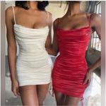 Oh Polly  All For You bodycon Lace Trim Satin Mini Dress bra ruched sexy Photo 9