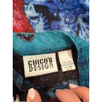 Chico's Fish Studio Style Asian Art Print Button Shirt Silk Blue Women's Size 2 Photo 3