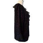 R & M Richards  Black Ruffled Jacket Silver Sparkles Large L Photo 4