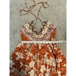 Angie  Burnt Orange Halter Jumpsuit Hawaiian Tropical One‎ Piece Ruffle Small Photo 3
