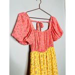 COLOR ME COURTNEY Yellow Pink Ditsy Flower Printed Cece Maxi Dress Size 2 Photo 9