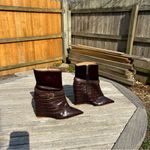 Schutz NWOB Jorian Womens Brown Crocodile Embossed Leather Wedge Bootie Size 10 Photo 3