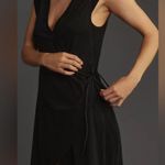 Anthropologie Daily Practice by Montauk V-Neck Dress Black Wrap Mini Cotton Tie Photo 14