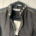 ZARA seashells linen black embellished midi dress size XS has pockets vacation Photo 3