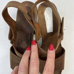A. Giannetti 41 10.5 Italy Wooden Heels Sandal Shoes Brown Leather Open Toe Boho Photo 6