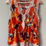 Rebecca Minkoff NWOT  Women's Sleeveless Floral Lace Trim Tank Top Orange small Photo 3