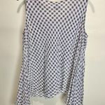 CMC Gauzy Gingham Lagenlook Tunic Sleeveless Top Large Coastal Grandma Beachy White Photo 4