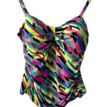 Relleciga  Vibrant Multi Color  Ruched Sides Tankini Top Women's XXL New Photo 0