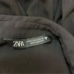 ZARA  Black Long Sleeve‎ Button Front Blouse Women’s Medium Boho Ruffle Shoulder Photo 4