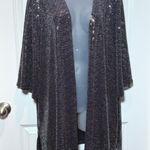 Dear Scarlett Sequin Open Front Long Sleeve Kimono Cardigan Top XL Party NYE Silver Photo 0