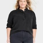 Knox Rose Washed Black Denim Chambray Blouse Photo 1
