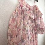 Lush Clothing LUSH Pink Floral Ruffle Cold Shoulder Mini Dress Women's Size L Photo 1