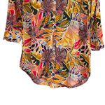C & C CALIFORNIA Tropical Leaf Patterned Overshirt, Dress, Swimsuit Cover Up S Orange Photo 2