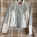 Collection by Bernardo teal and white leather jacket size xl Blue Photo 0