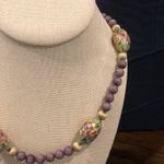 Amethyst Vintage Beads and Gold Floral Cloisonné Enamel Beaded Necklace Photo 6