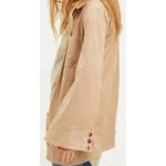 Free People  Ari Faux Suede Long Shirt Dress Gold Button Front Flare Sleeve Sz XS Photo 7