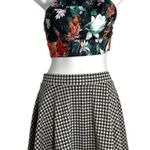 SheIn Tropical Floral Racerback Crop Top Large Black Photo 1