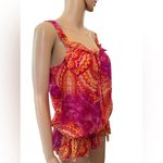 Heart soul  Y2K Orange Red Hippie Boho Indie Western Paisley Mandala Ruffle Top Photo 1