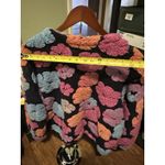 Polagram Flower Button Down Bomber Jacket Embroidered Flower Size XL Blue Pink Photo 4