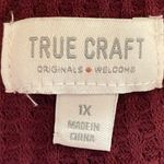 True Craft V-Neck Long Sleeve Waffle Sweater Burgundy Wine Red Women’s 1X Photo 5