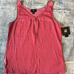 Iz Byer Rosy Pink Black Polka Dot Zip Neck Sleeveless Blouse Tank Top Med Photo 0