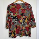 East 5th Dark Floral V Neck Blouse Top Faux Wrap Plus Size 2X Red Gold Black Photo 3