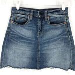 BLANK NYC Faded Light Wash Denim Skirt A-Line Raw Hem Mini Skirt Size 25 Photo 0