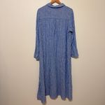 J. Jill Linen Button Down Shirt Dress Size Large Striped Midi Blue Beach Photo 4