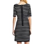 Banana Republic  Dress Navy White Stripe Boat Neck Ponte Knit Shift Women Size 2 Photo 1