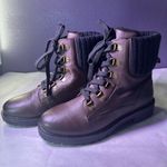 Cougar Brown Leather Combat Boots Size 8 Photo 6