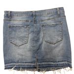 KanCan Denim Jean Mini Skirt Distressed Raw Hem Western Boho Rodeo Size 28 / 9 Blue Photo 4