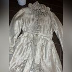 Samuel Dong shimmer champagne bubble ruffle hem coat/dress sz small Gold Photo 3