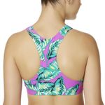 Bongo High Scoop Neck Racerback Purple Palm Leaves Bikini Top Swimsuit Medium Photo 4