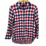 Madewell  Red White & Blue Ex-boyfriend Emmett Check Pattern Button Shirt-XS Photo 3